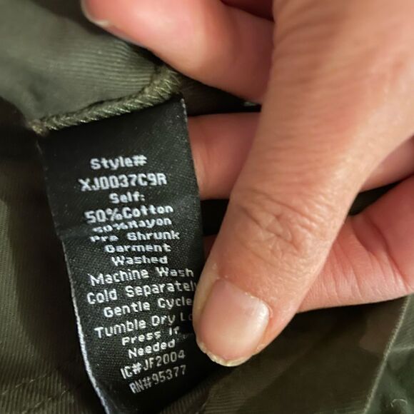 Sanctuary Green Camo Print Hooded Snap Front Utility Jacket size XXS - Picture 6 of 9